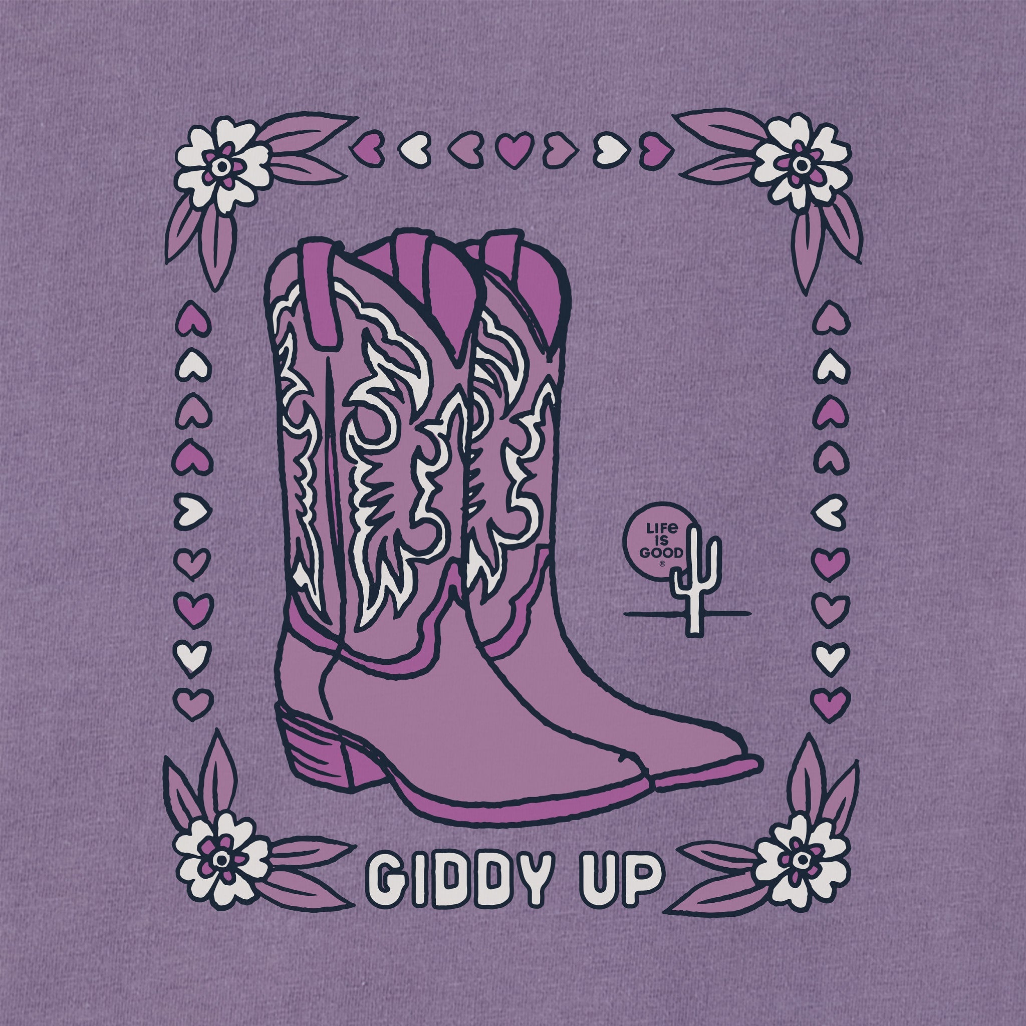 Women's Giddy Up Flora Boots Short Sleeve Crusher Tee