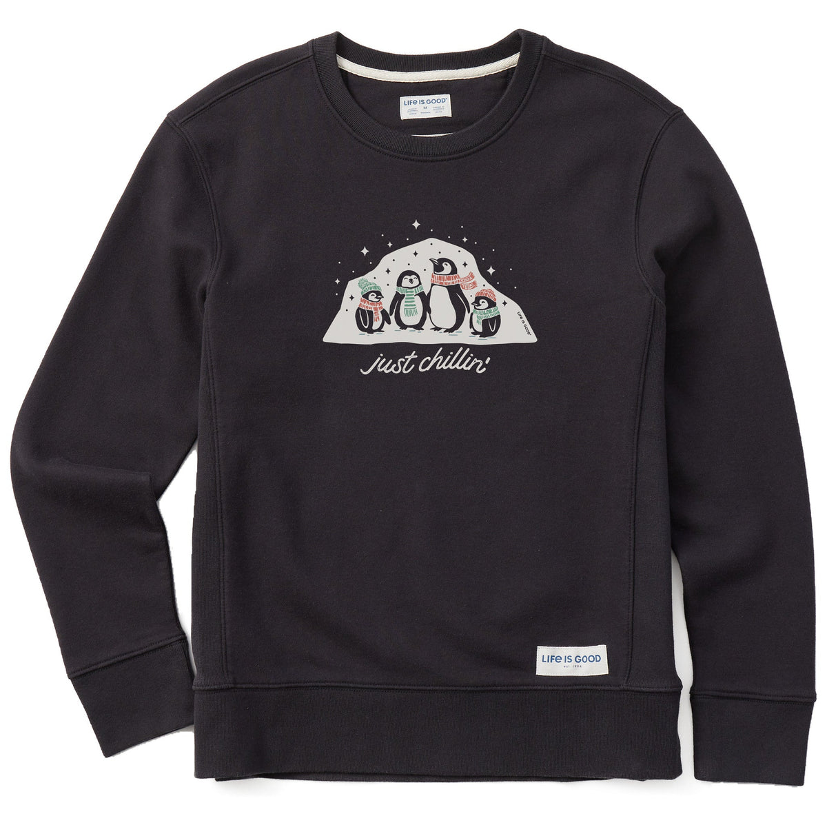 Women's Just Chillin' Penguin Fam Simply True Fleece Crew