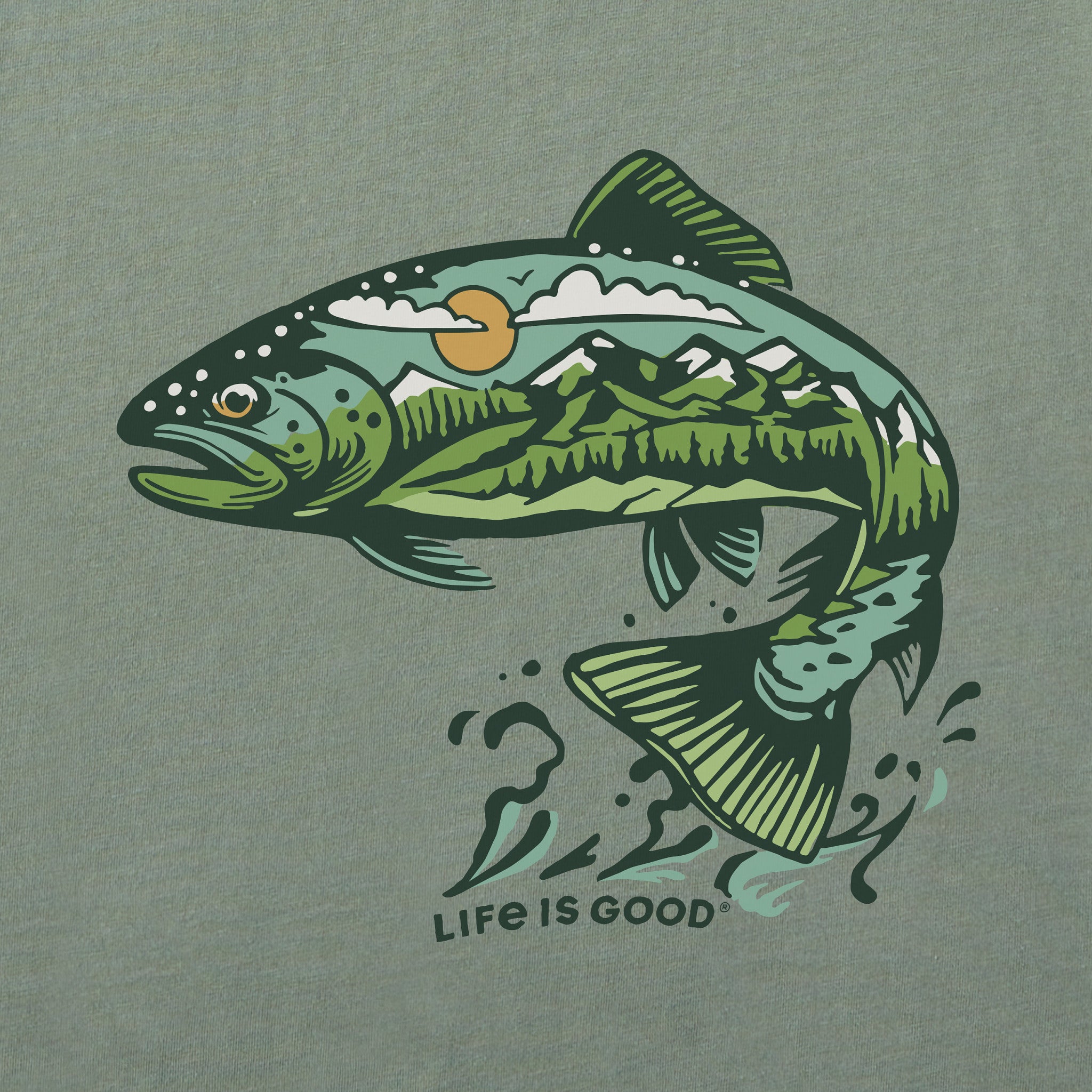 Men's Jumping Fishscape Short Sleeve Crusher Tee