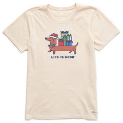 Women's Christmas Dachshund Short Sleeve Crusher Tee