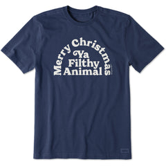 Men's Merry Christmas Ya Filthy Animal Arch Short Sleeve Crusher Tee