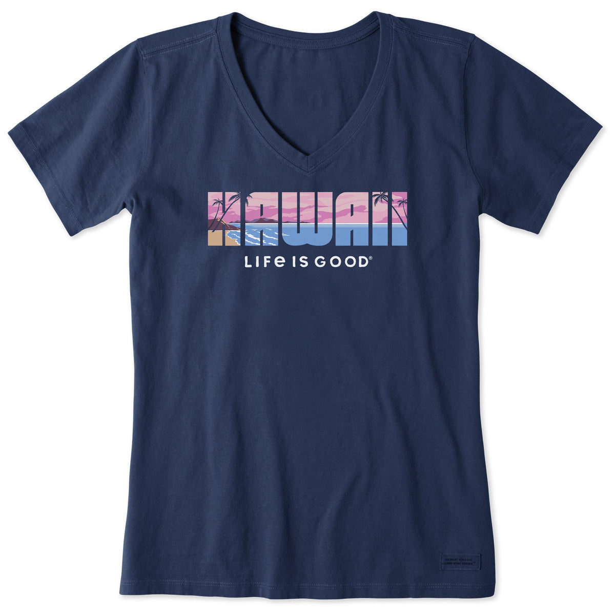 Women's Hawaii Beach Scene Short Sleeve Crusher Vee