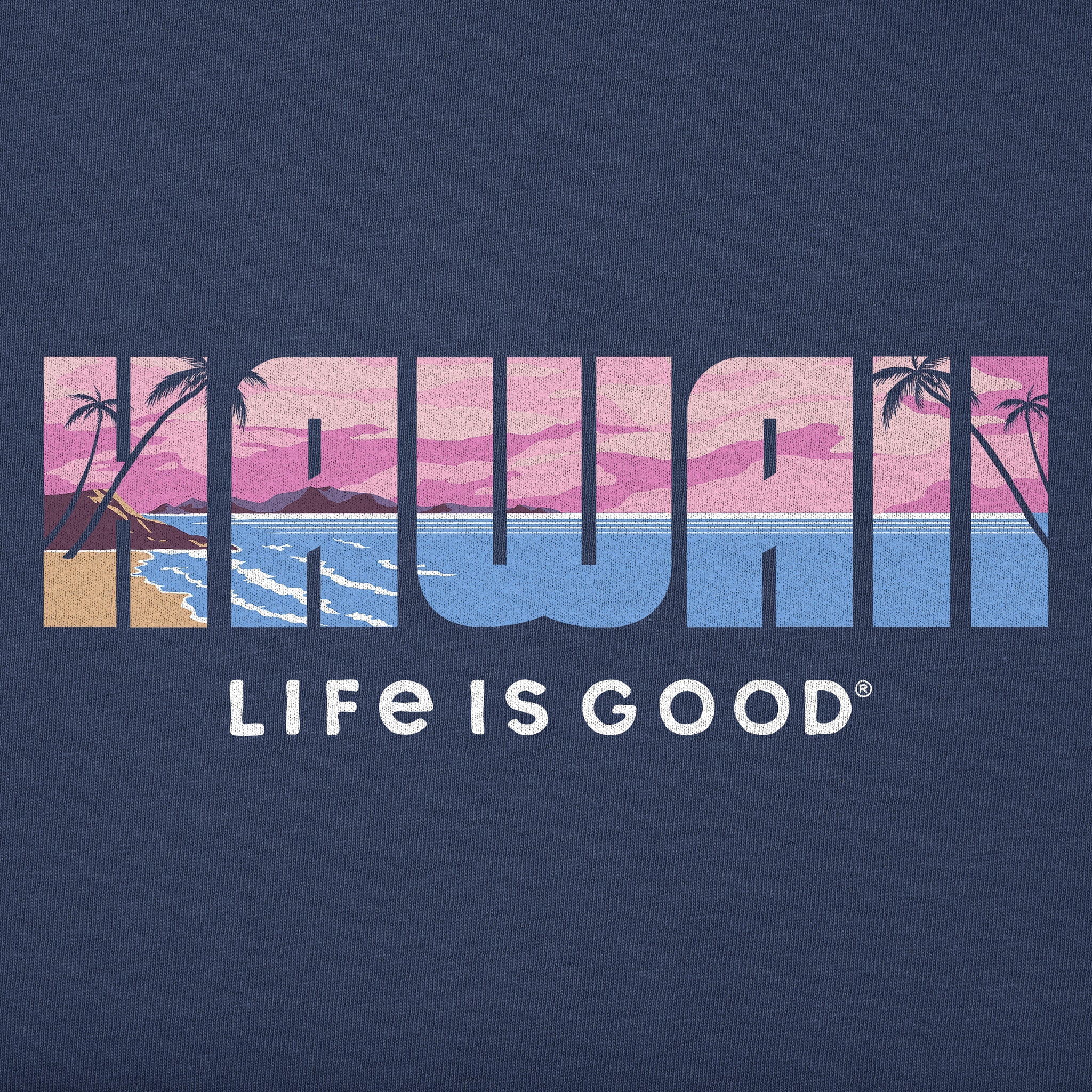 Women's Hawaii Beach Scene Short Sleeve Crusher Vee