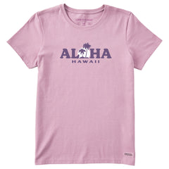 Women's Aloha Sunset Hawaii Short Sleeve Crusher Tee