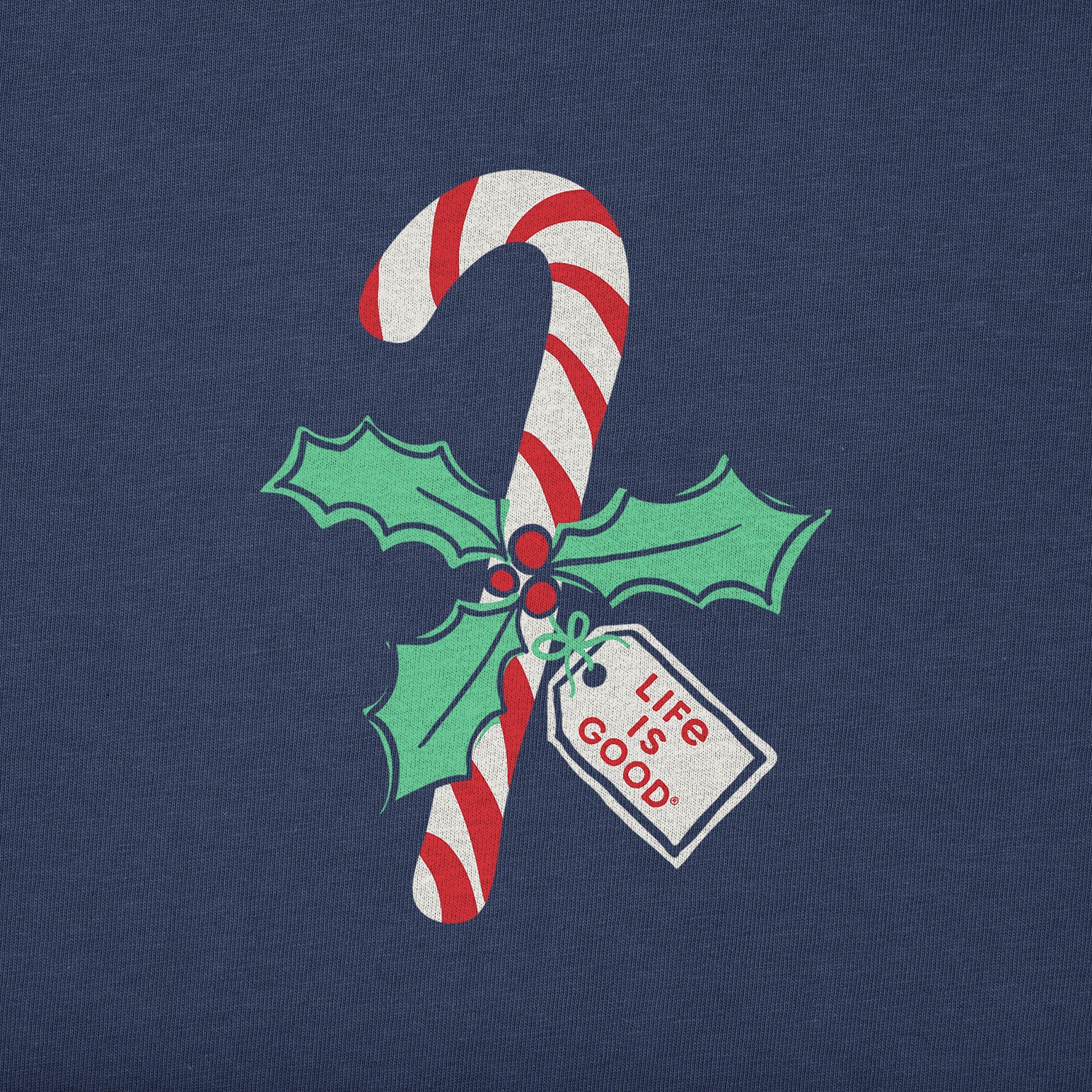Women's Candy Cane Holly Long Sleeve Crusher Vee