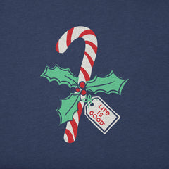 Women's Candy Cane Holly Long Sleeve Crusher Vee
