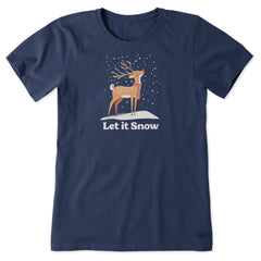 Women's Let it Snow Deer Short Sleeve Crusher Tee