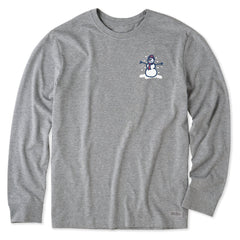 Men's Tiny Little Snowman Long Sleeve Crusher Tee