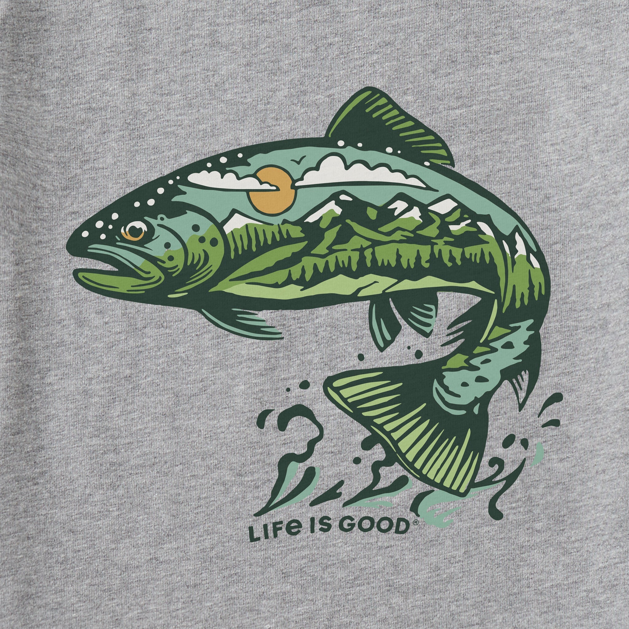 Men's Jumping Fishscape Long Sleeve Crusher Tee