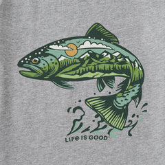 Men's Jumping Fishscape Long Sleeve Crusher Tee