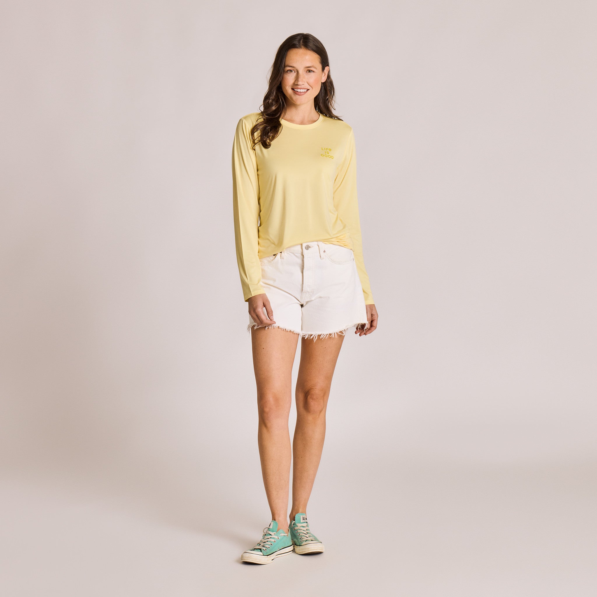 Women's Clean Stacked Branding Long Sleeve Sun Crusher Tee