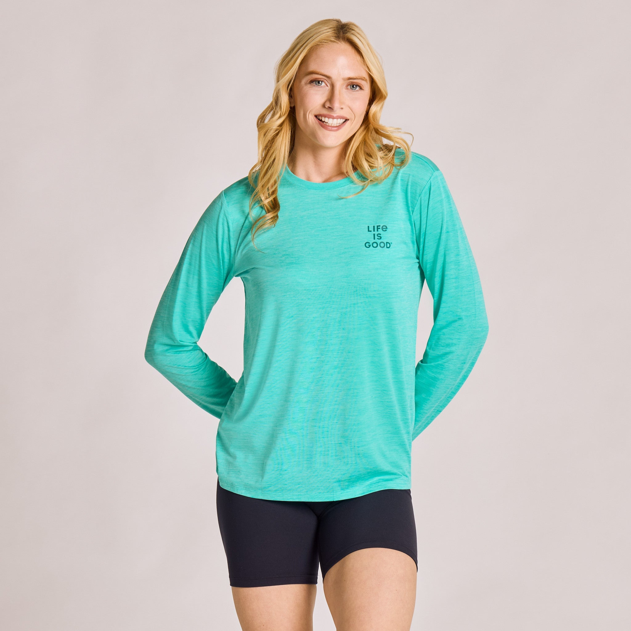 Women's Clean Stacked Branding Long Sleeve Sun Crusher Tee