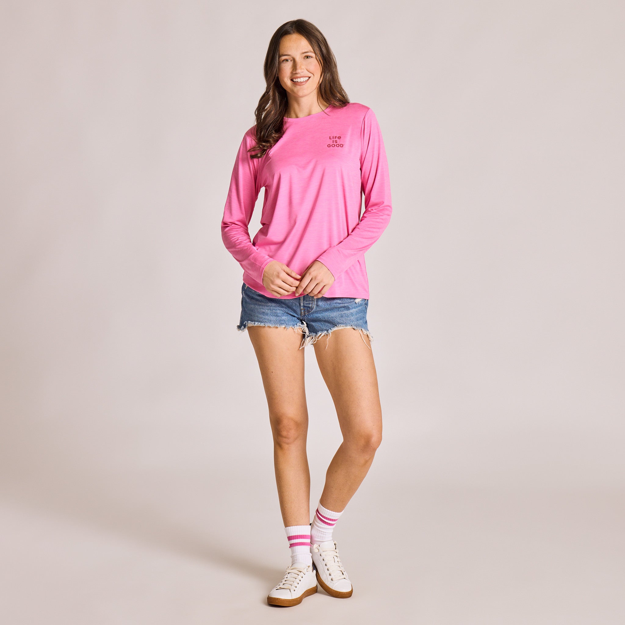Women's Clean Stacked Branding Long Sleeve Sun Crusher Tee