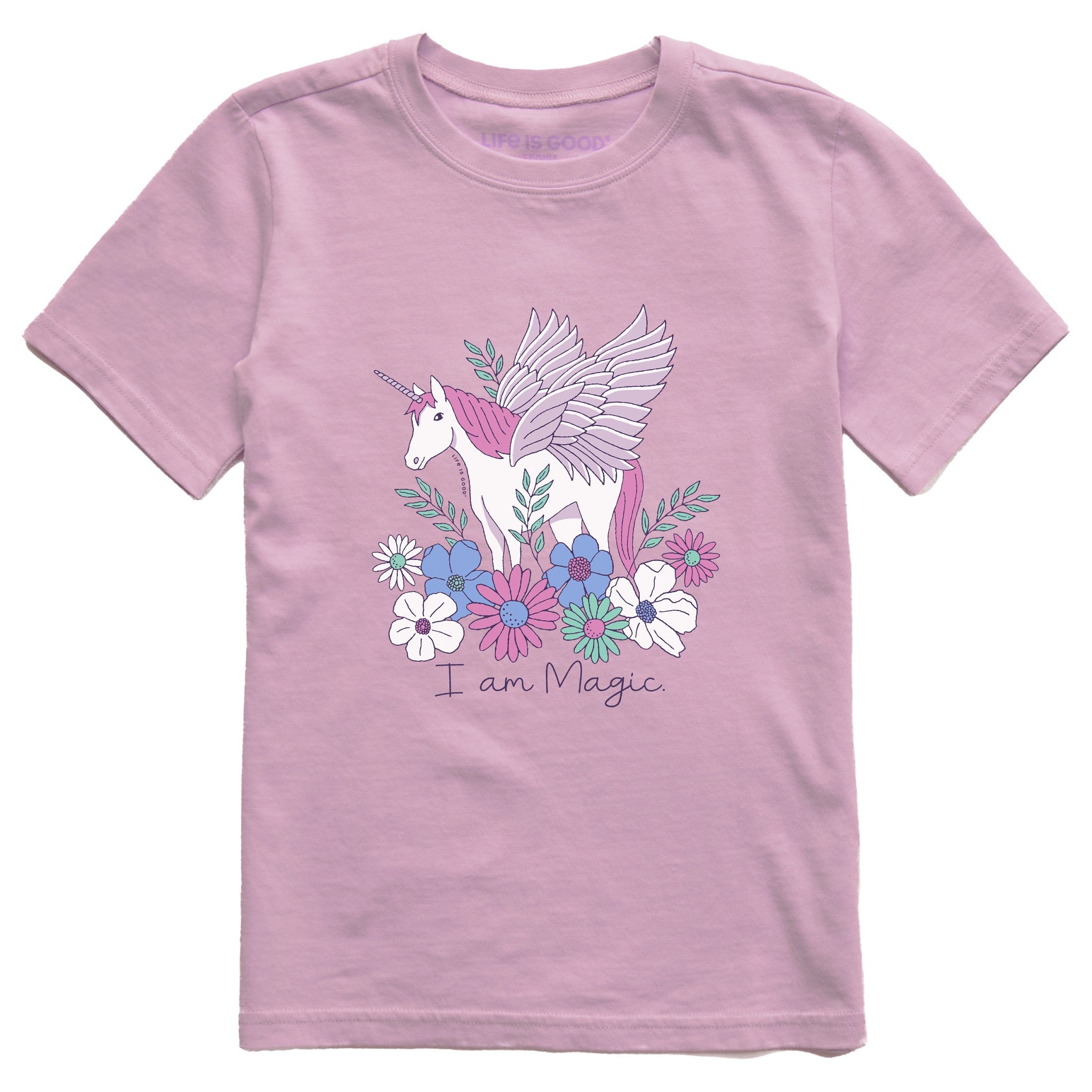 Kids I am Magic Unicorn Pegasus Short Sleeve Crusher Tee