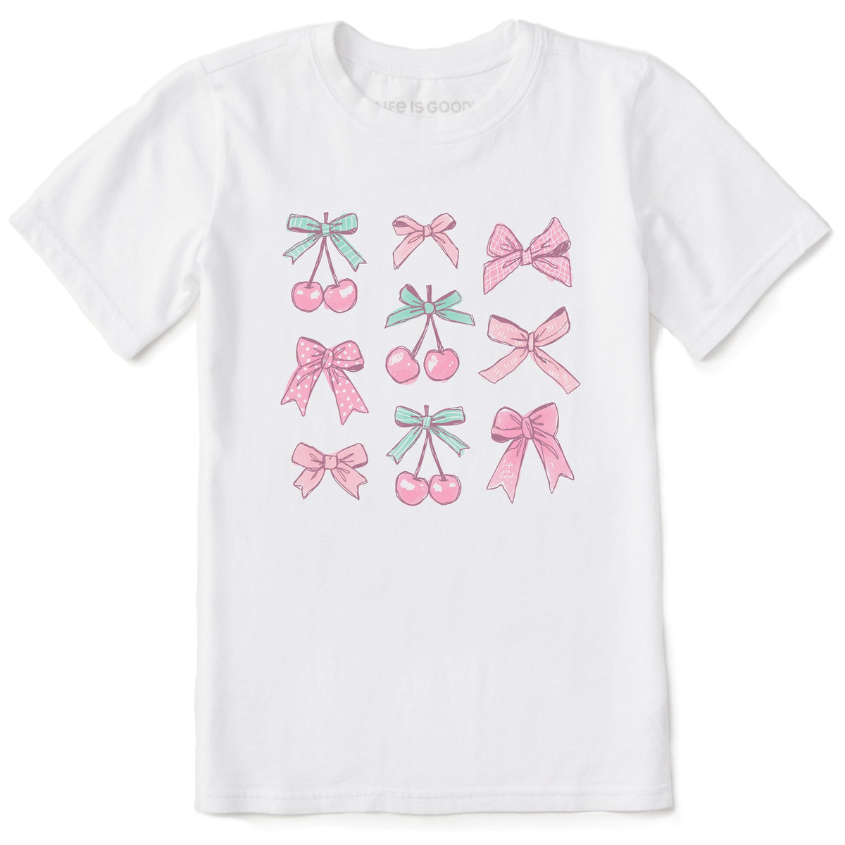 Kids Cherries and Ribbons Short Sleeve Crusher Tee
