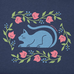 Kids Peaceful Flower Cat Short Sleeve Crusher Tee