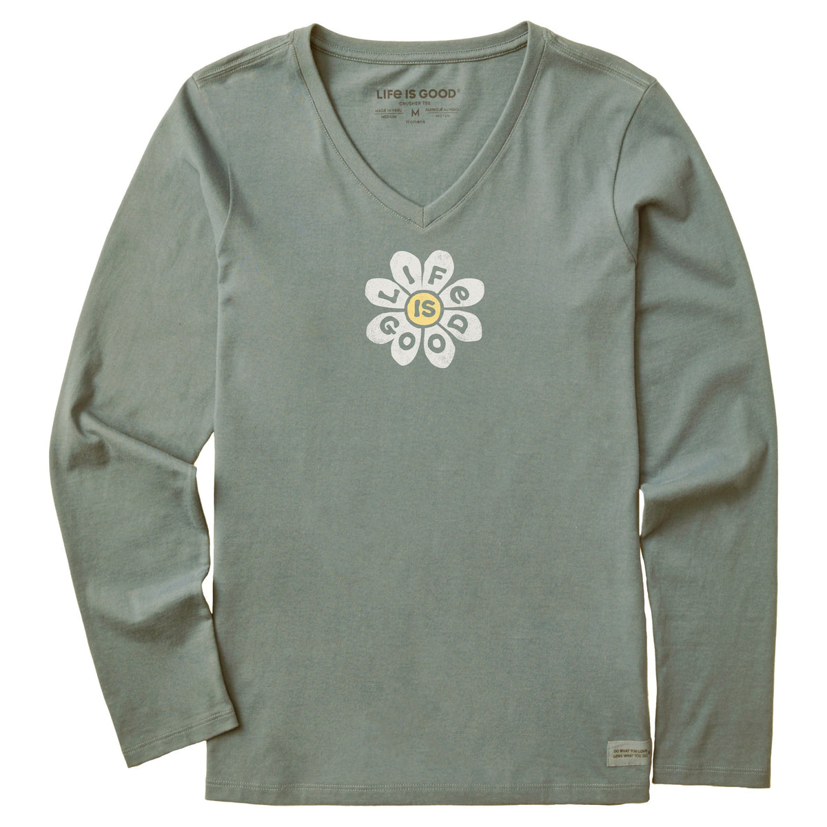 Women's Cheery Flower Long Sleeve Crusher Vee