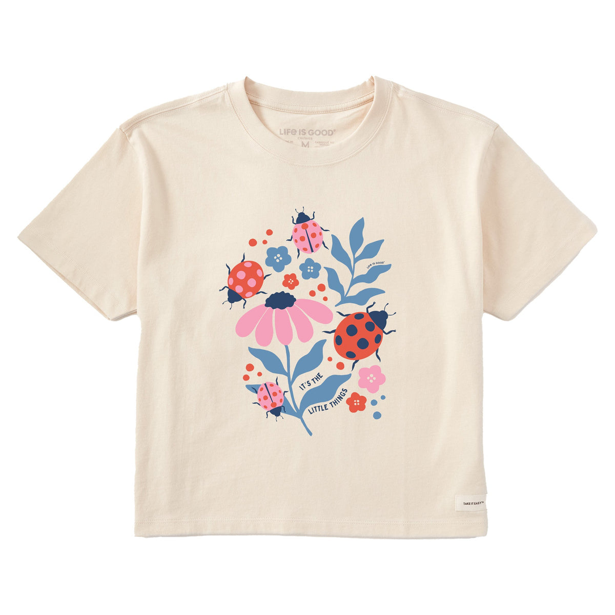 Women's It's the Little Ladybug Things Short Sleeve Crusher Boxy Tee