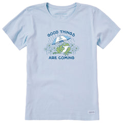 Women's Good Things Are Coming Frog Short Sleeve Crusher Tee