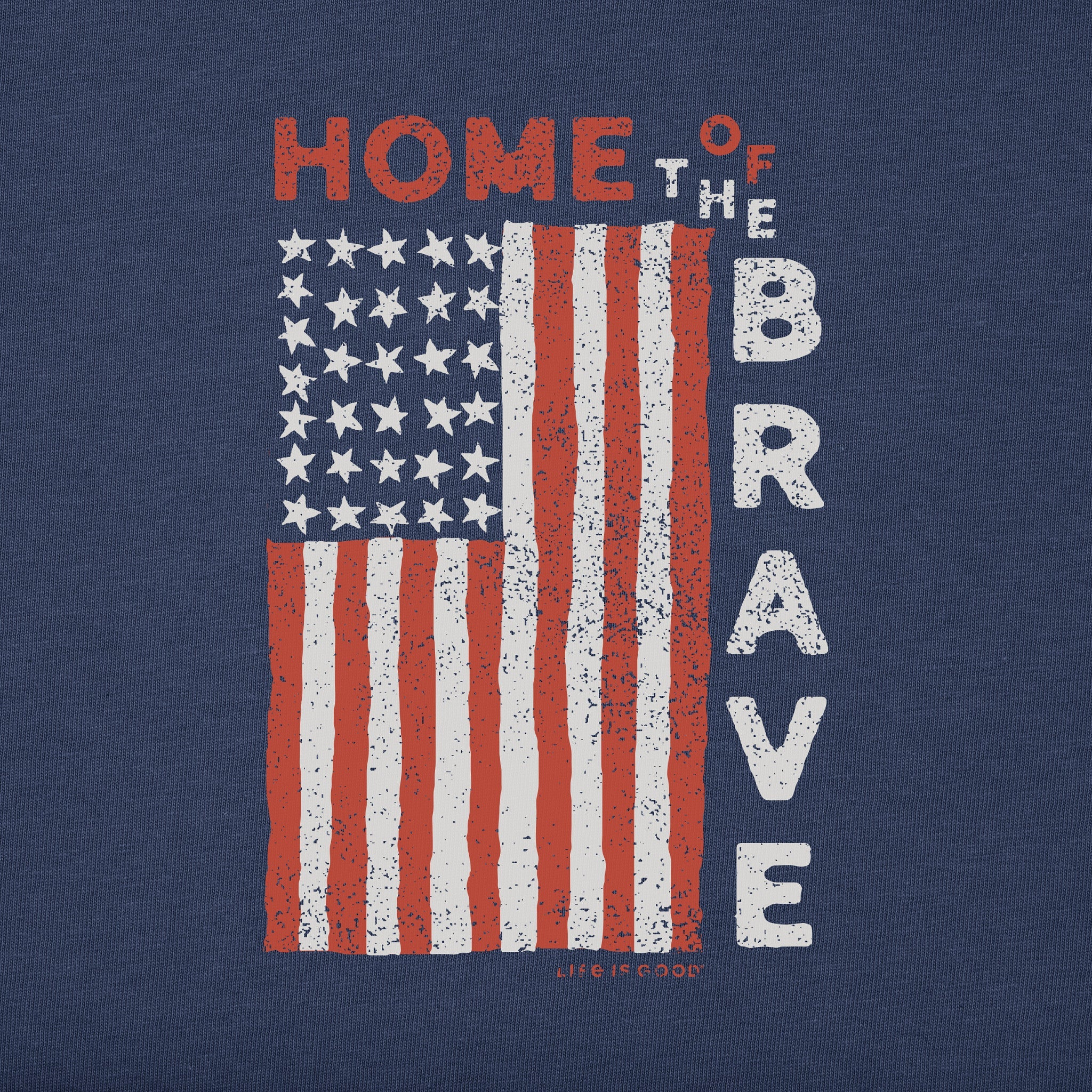 Men's Home of the Brave Raggedy Flag Long Sleeve Crusher Tee