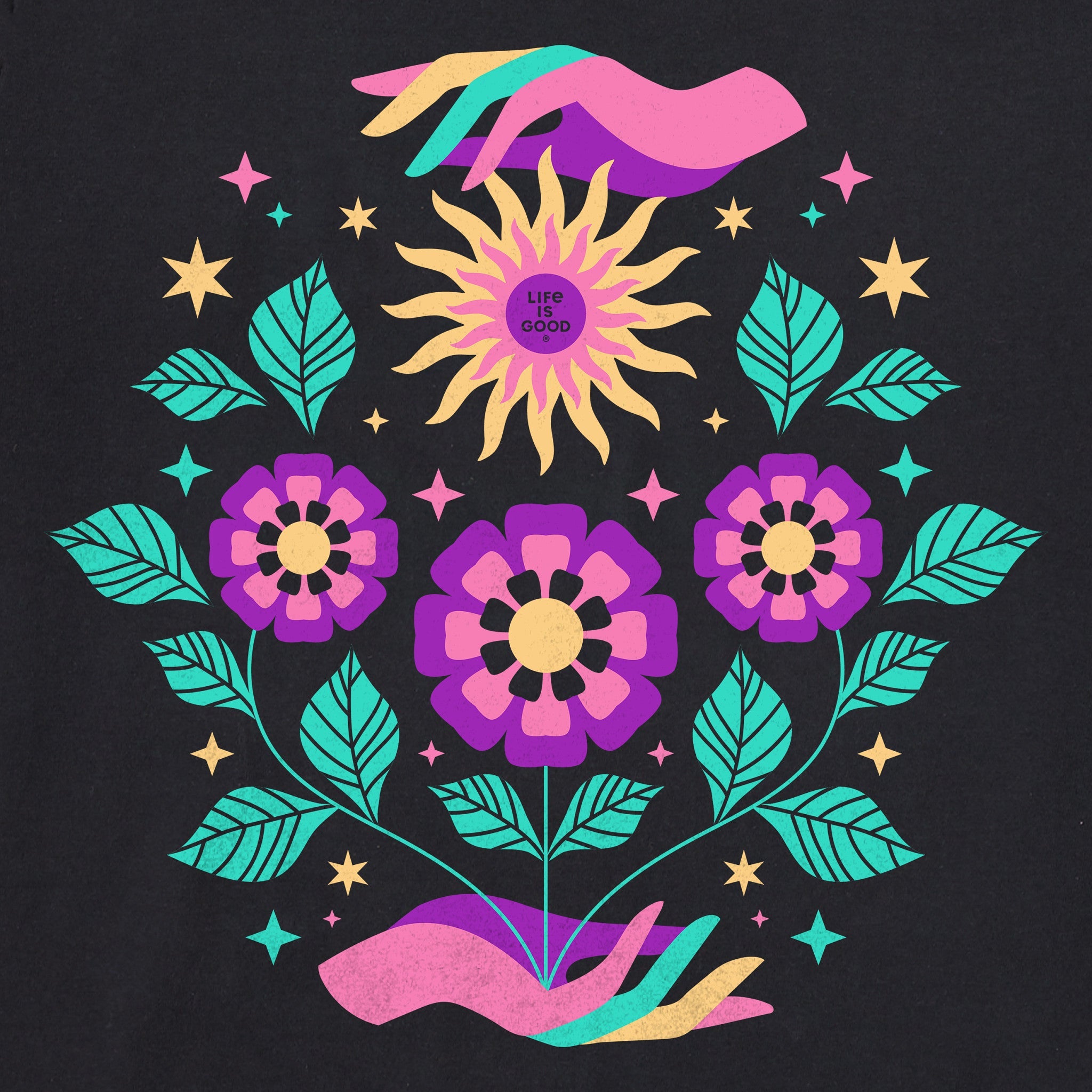 Women's Floral Sun Bloom Short Sleeve Crusher Boxy Tee