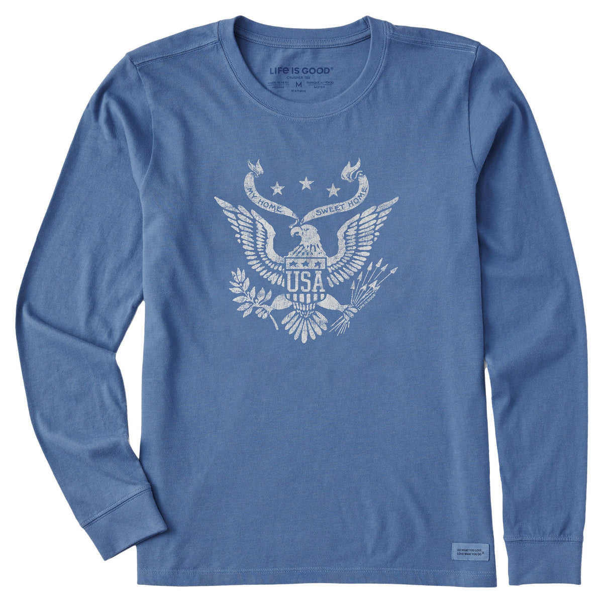 Women's Home Sweet Home USA Eagle Long Sleeve Crusher Tee