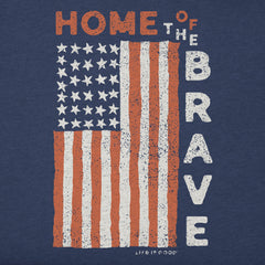 Women's Home of the Brave Raggedy Flag Long Sleeve Crusher Tee