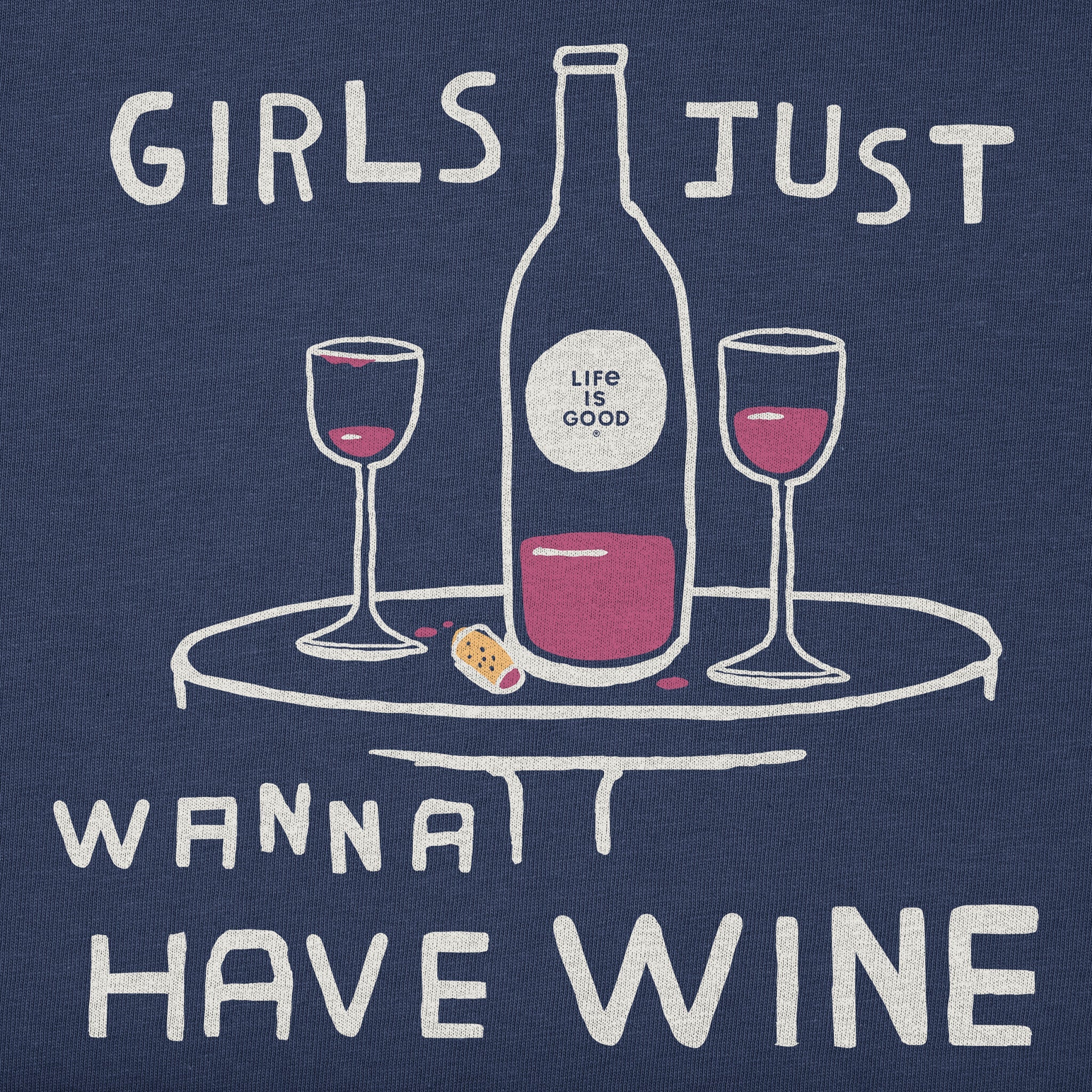 Women's Girls Just Wanna Have Wine Long Sleeve Crusher Tee