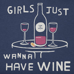 Women's Girls Just Wanna Have Wine Long Sleeve Crusher Tee