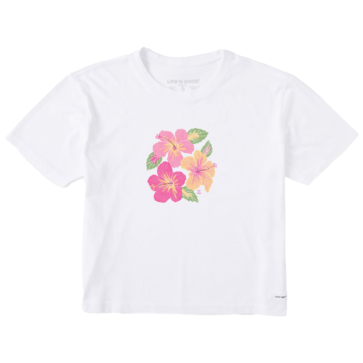 Women's Happy Hibiscus Short Sleeve Crusher Boxy Tee
