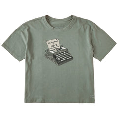 Women's All We Need is Love Typewriter Short Sleeve Crusher Boxy Tee