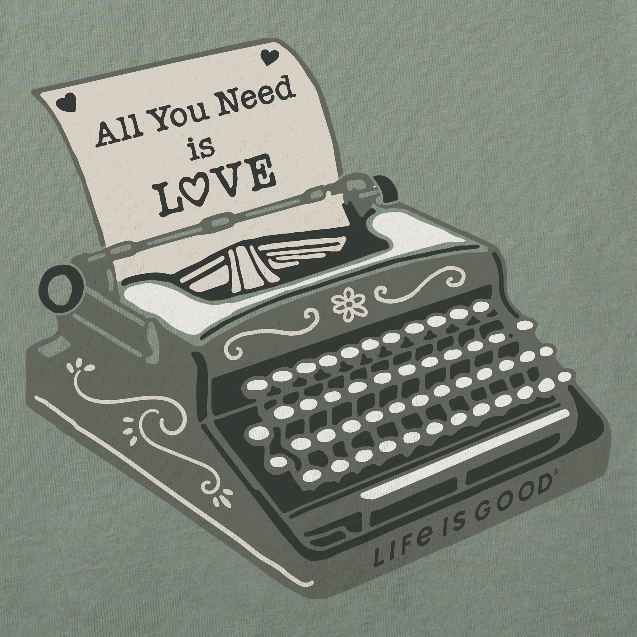 Women's All We Need is Love Typewriter Short Sleeve Crusher Boxy Tee