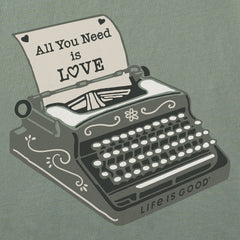 Women's All We Need is Love Typewriter Short Sleeve Crusher Boxy Tee