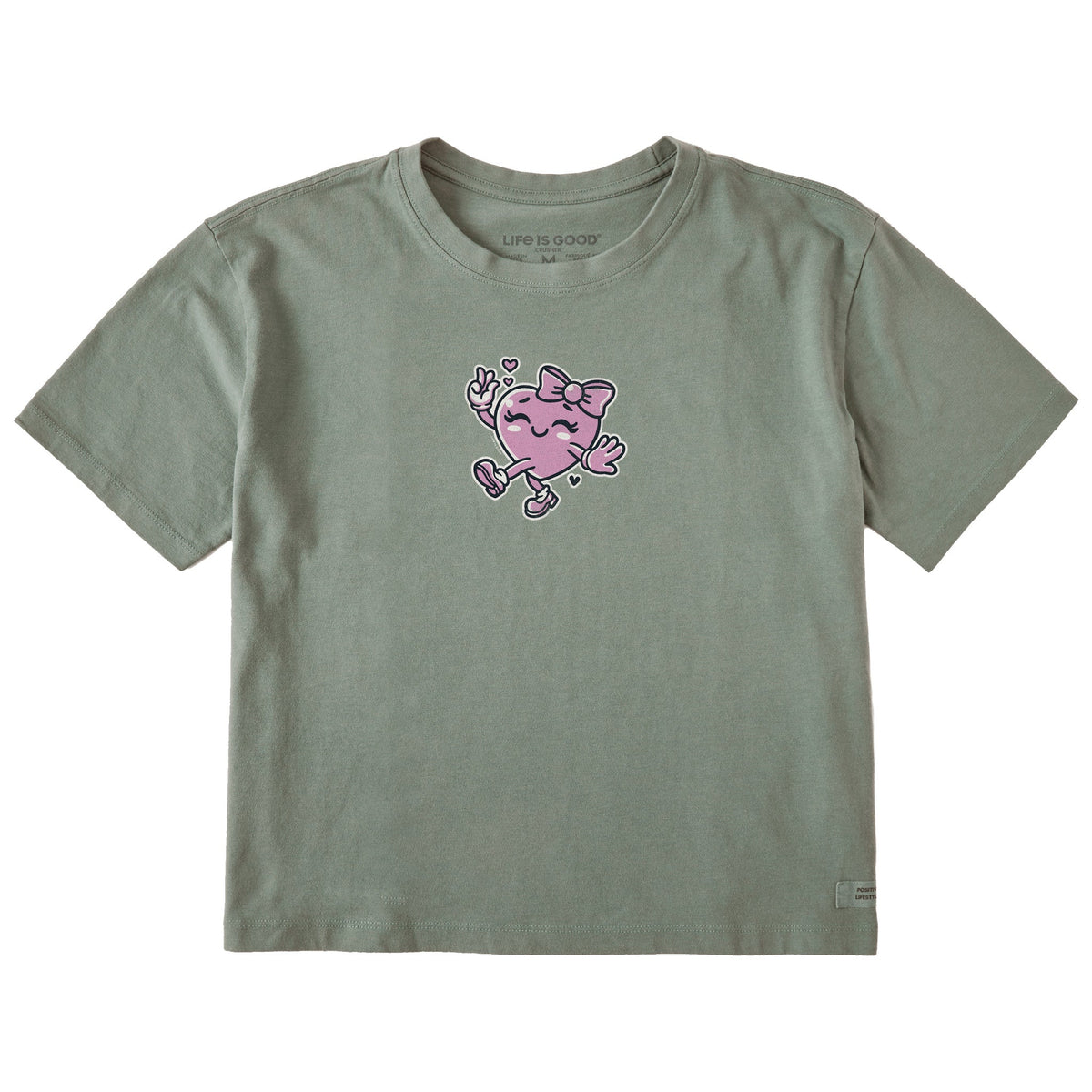 Women's Happy Heart Short Sleeve Crusher Boxy Tee