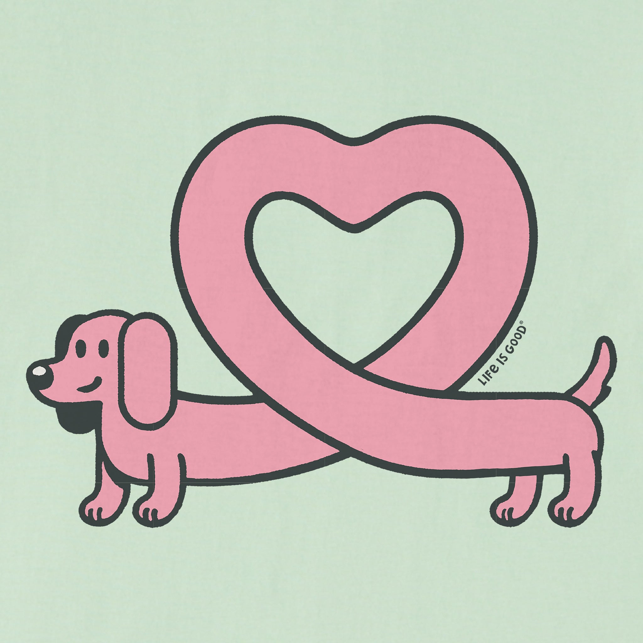 Kids Weiner Dog Heart Short Sleeve Crusher Tee