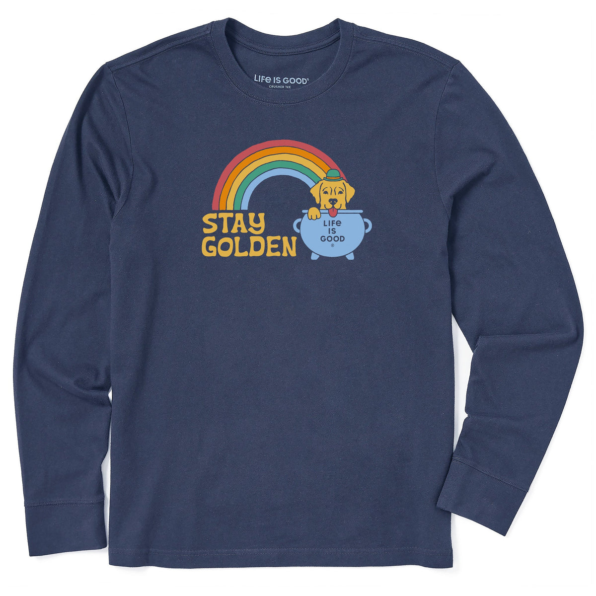 Men's Stay Golden Retriever Long Sleeve Crusher Tee