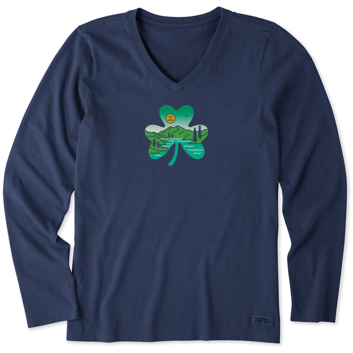 Women's Irish Shamrock Landscape Long Sleeve Crusher Vee