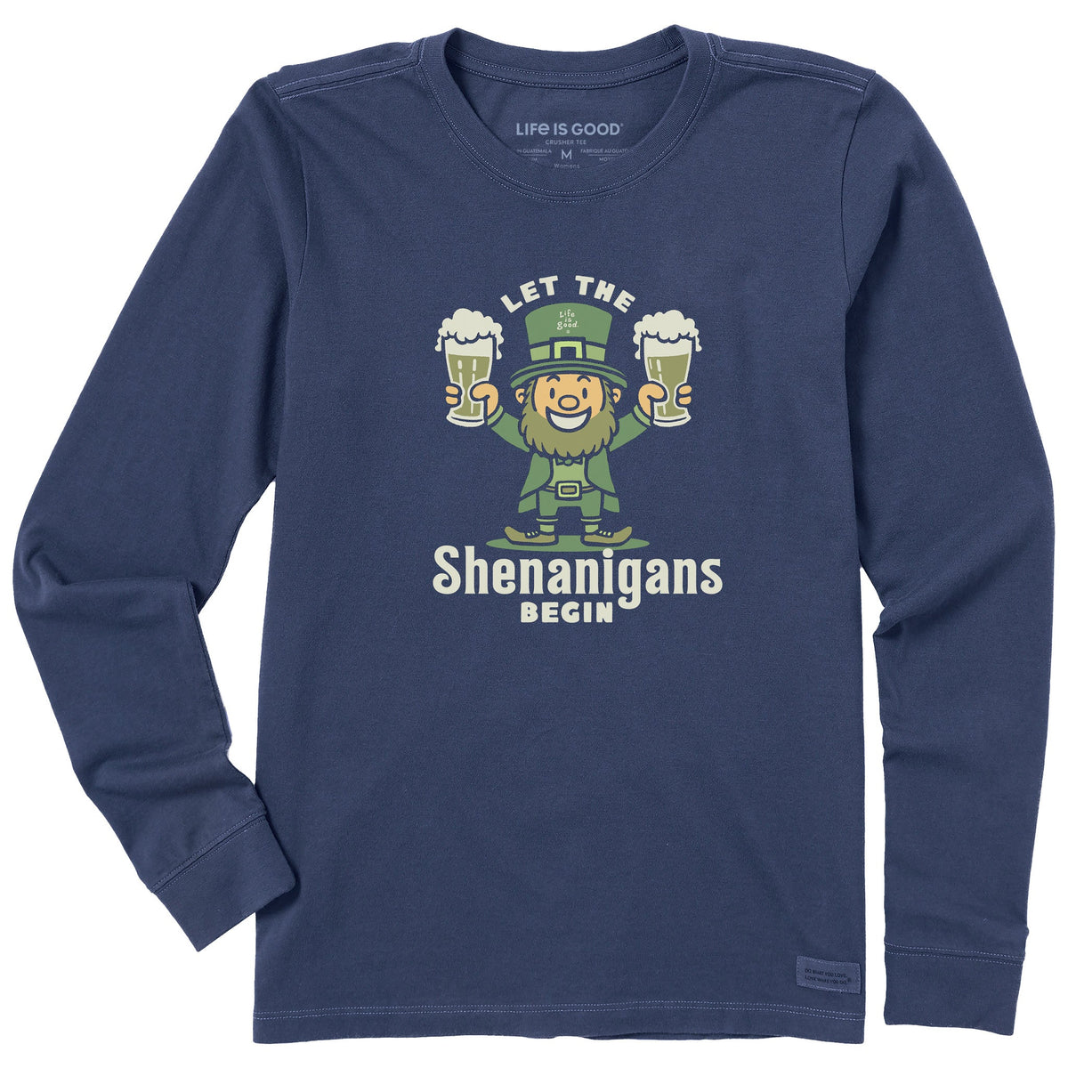 Women's Let the Shenanigans Begin Leprechaun Long Sleeve Crusher Tee