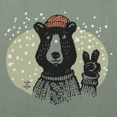 Men's Snowy Peace Sign Bear Long Sleeve Crusher Tee