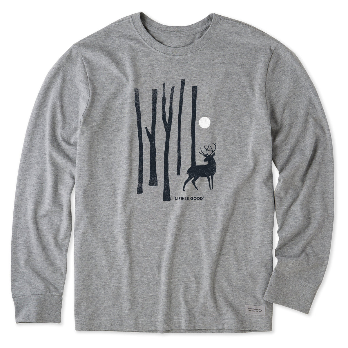 Men's Lone Snowy Deer Long Sleeve Crusher Tee