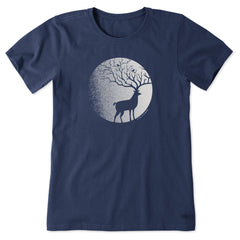 Women's Antlers in the Moonlight Short Sleeve Crusher Tee