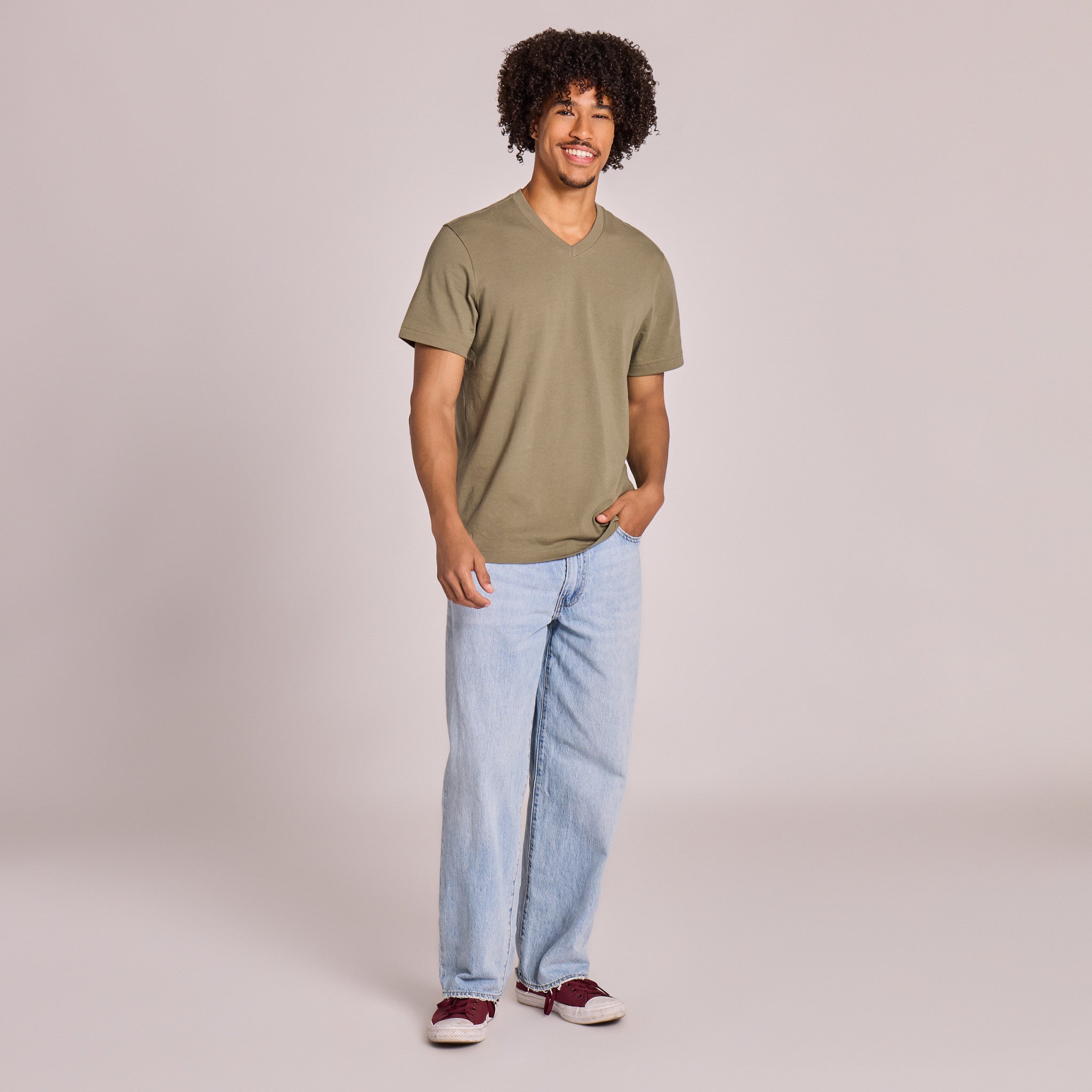 Men's Solid Short Sleeve Crusher Vee