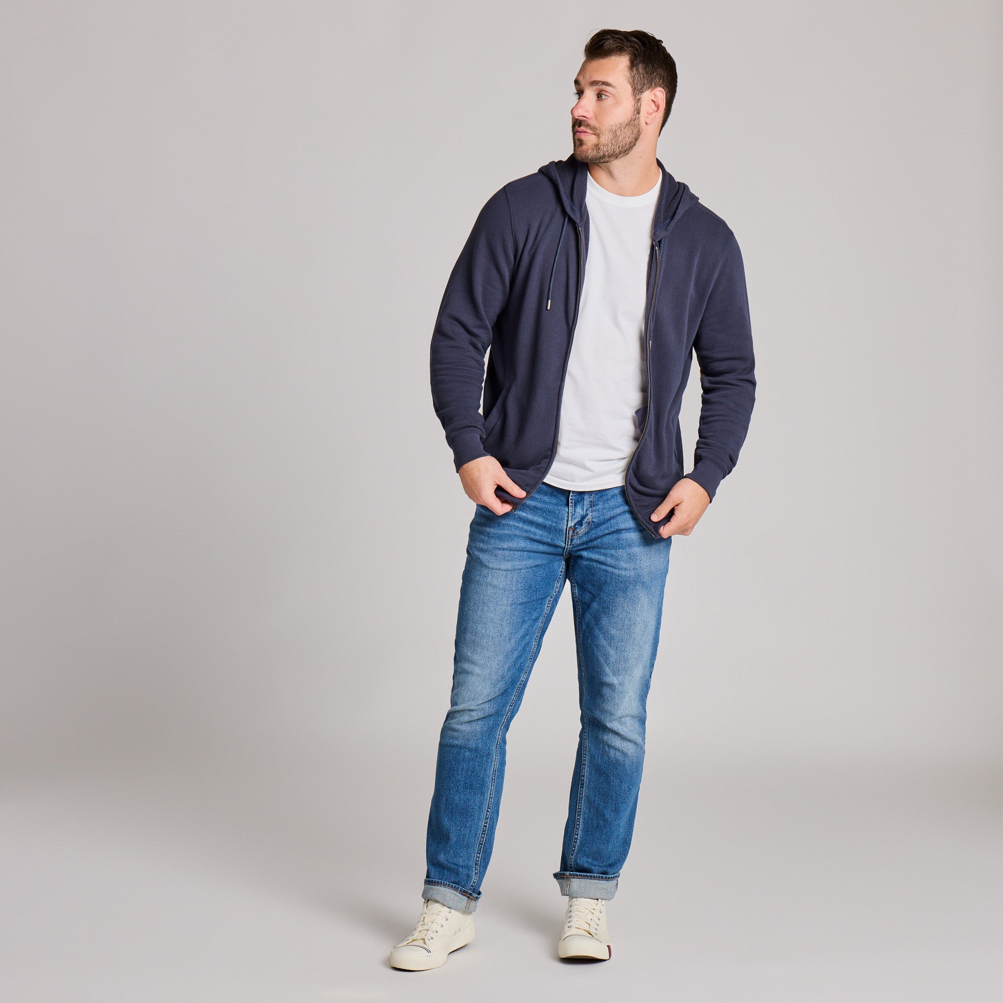 Men's Solid French Terry Zip Hoodie