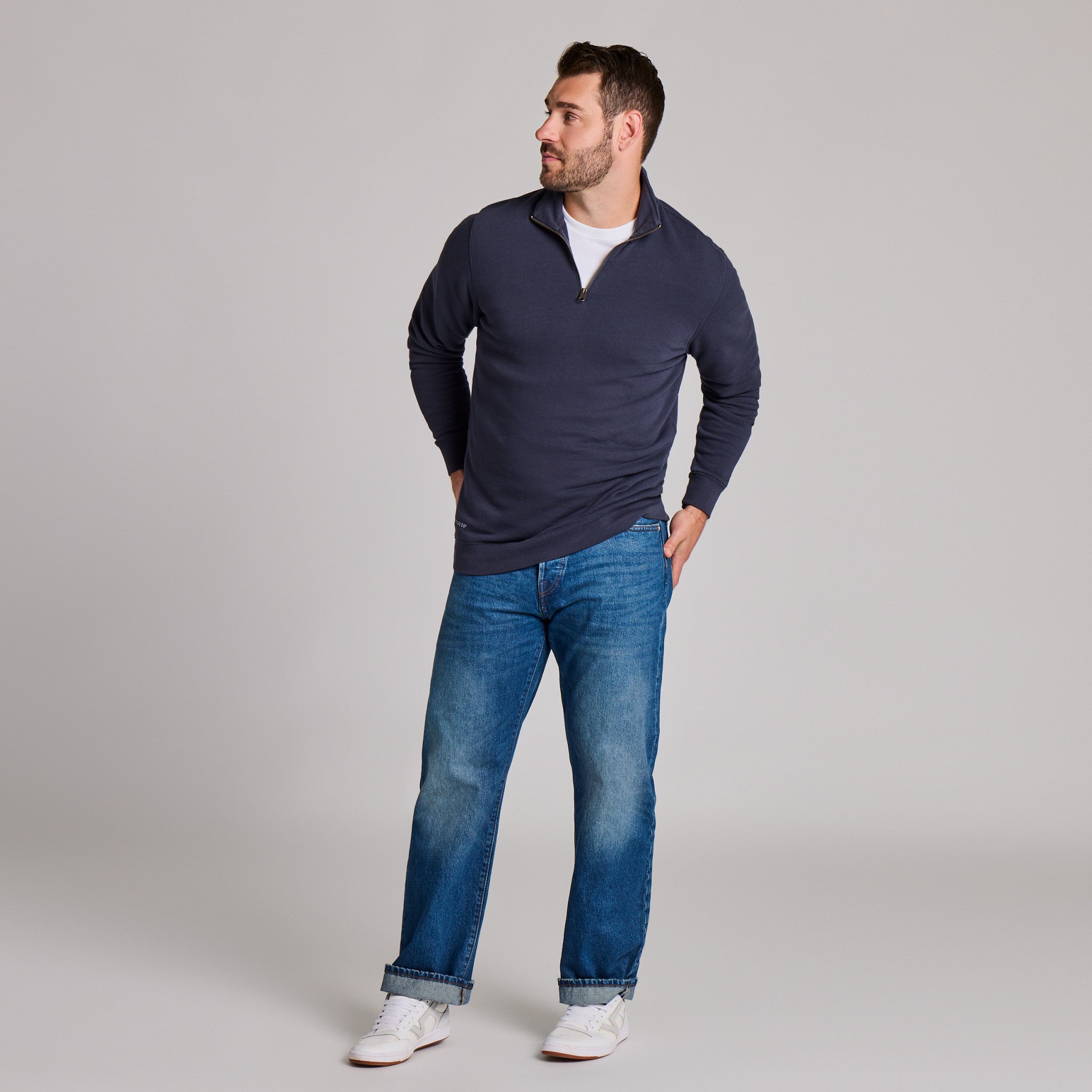 Men's Solid French Terry Quarter Zip