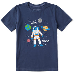Kids NASA 8 Bit Astronaut Short Sleeve Crusher Tee