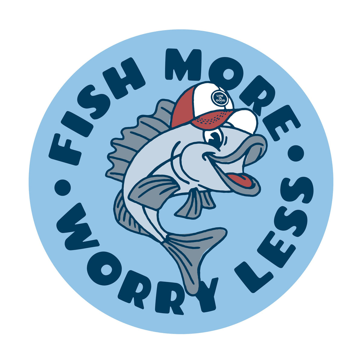 Matchbook Fish More Work Less 4" Circle Sticker