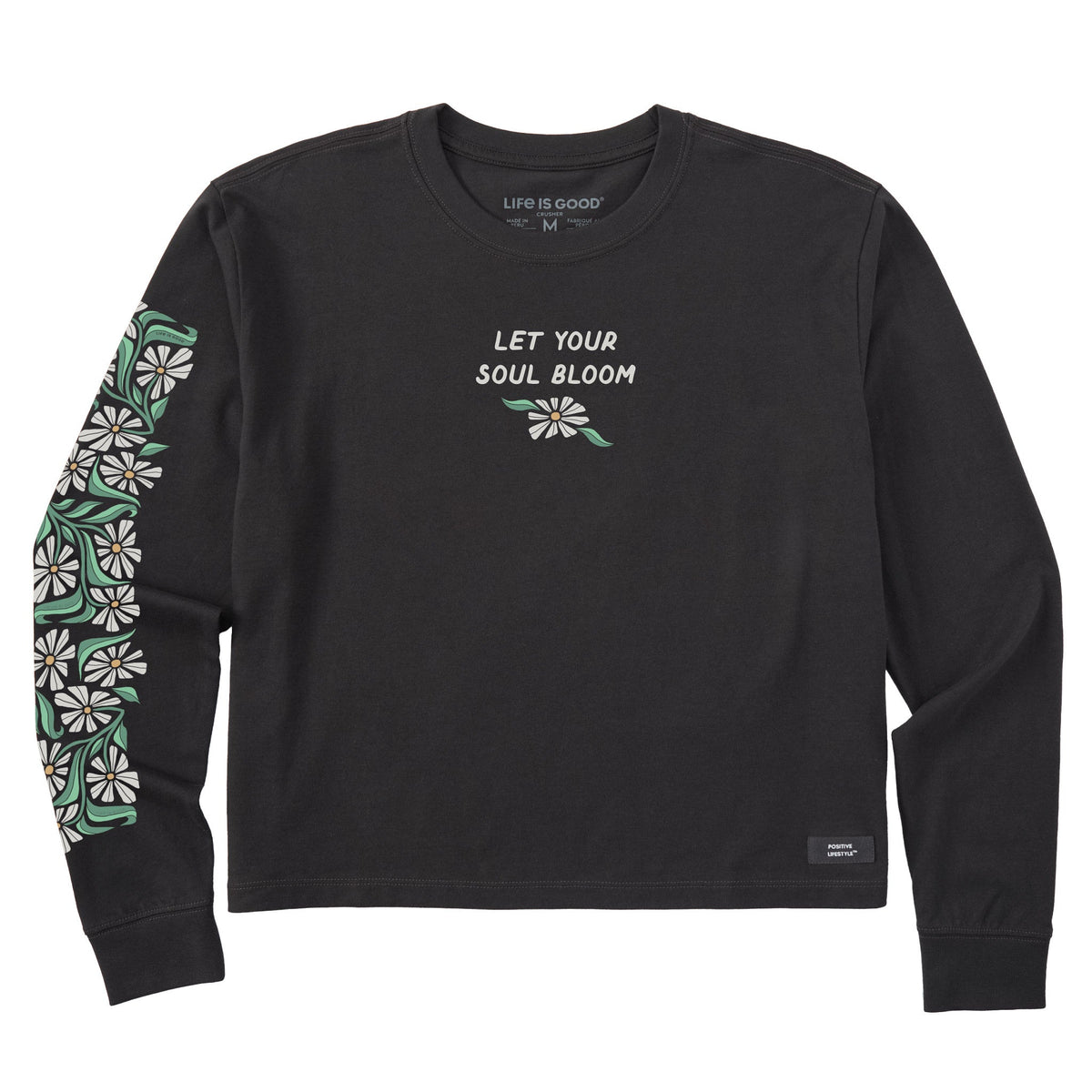 Women's Let Your Soul Bloom Daisies Long Sleeve Crusher Boxy Tee
