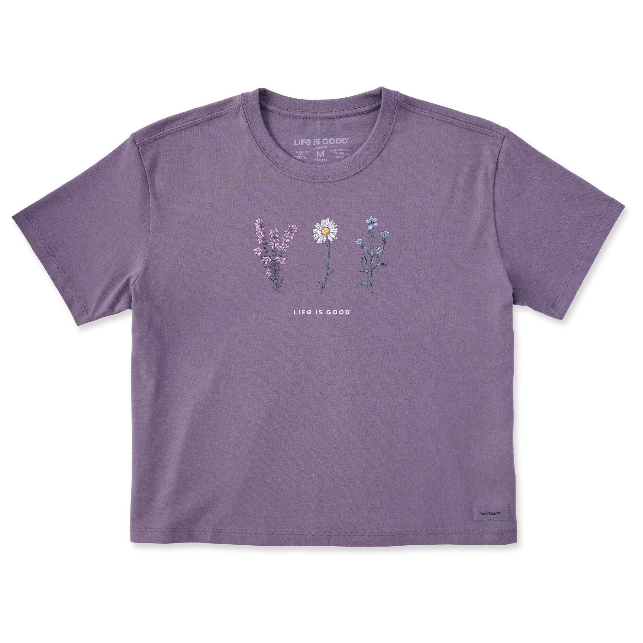 Women's Detailed Wildflowers Short Sleeve Crusher Boxy Tee