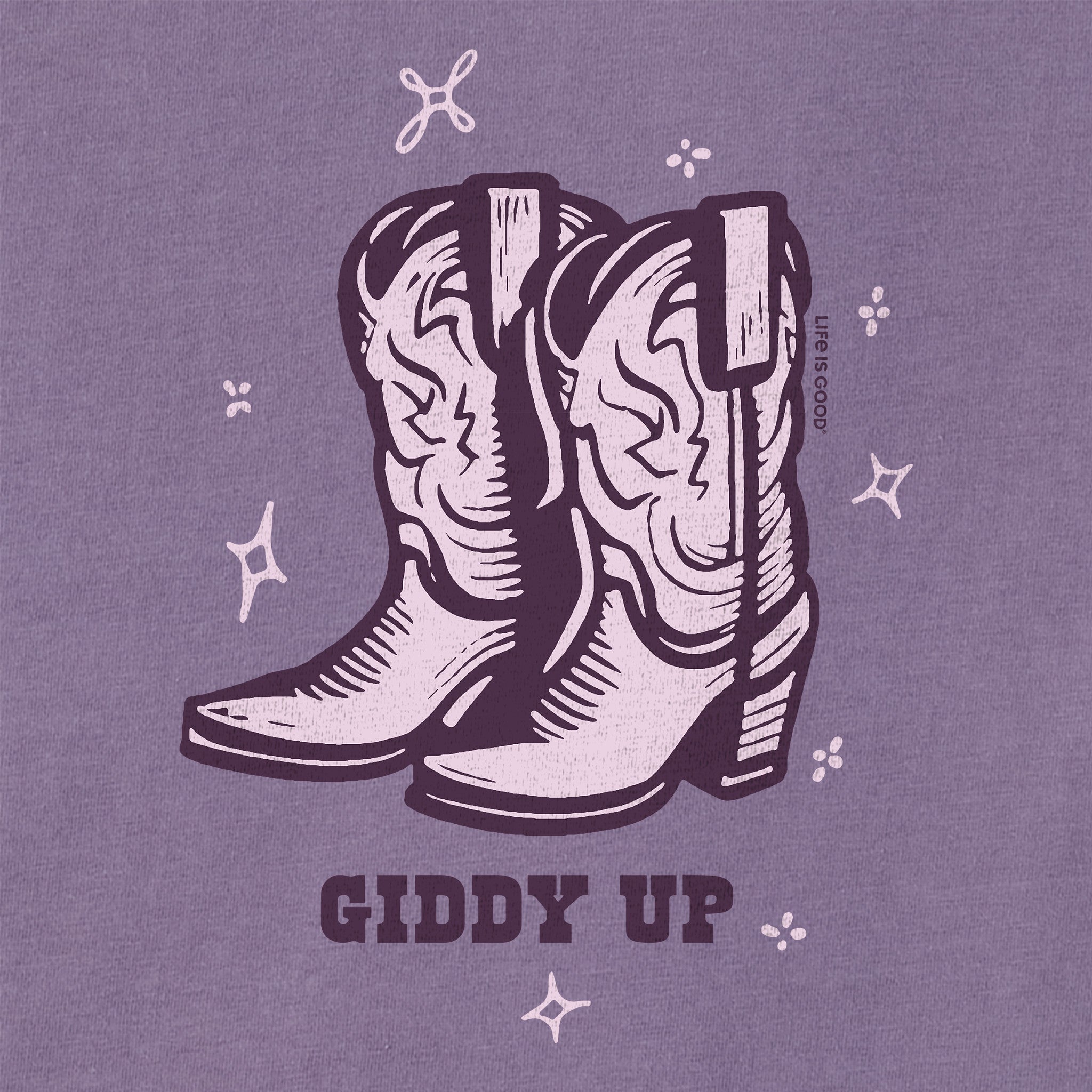 Women's Cowboy Boots Giddy Up Short Sleeve Crusher Boxy Tee