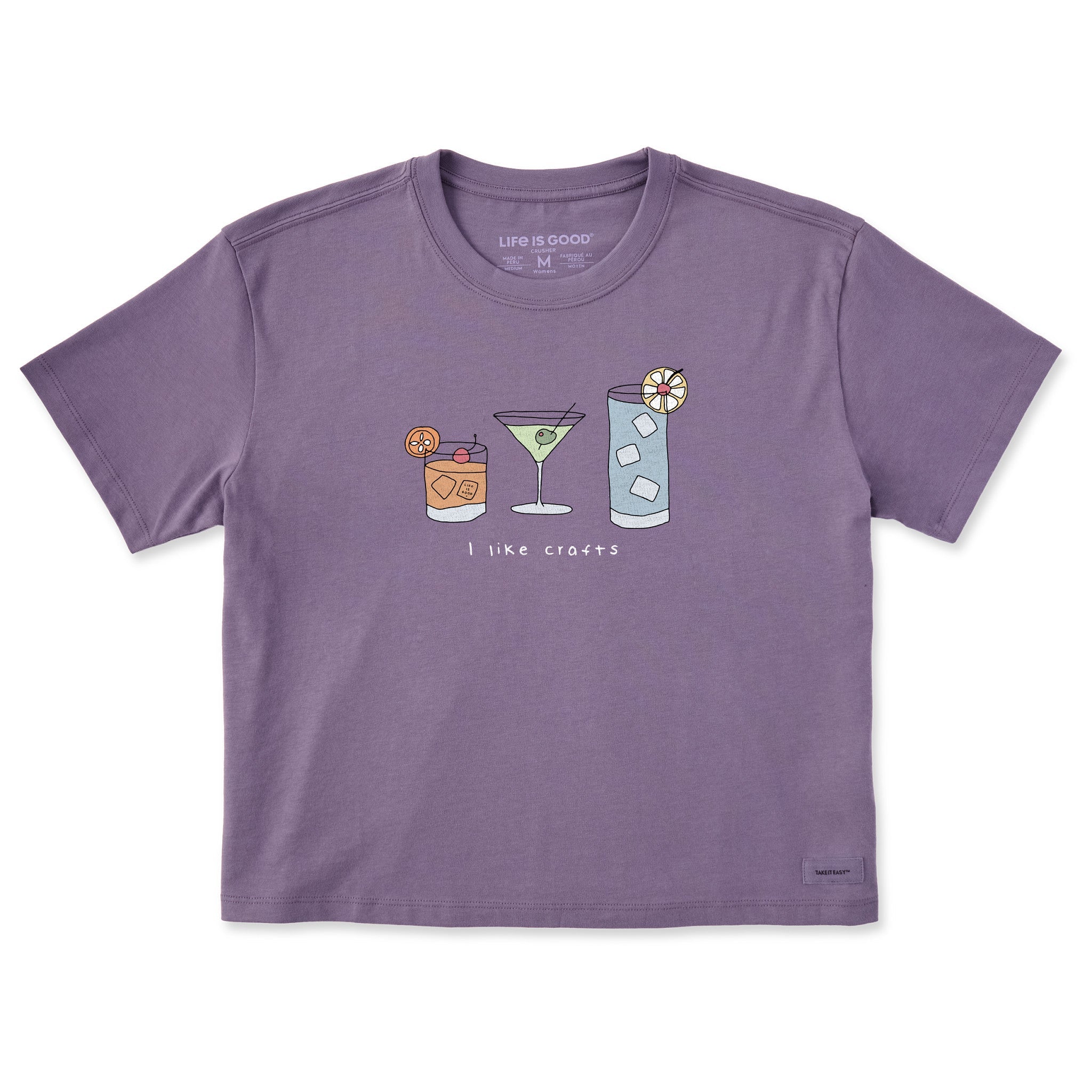 Women's I Like Craft Cocktails Short Sleeve Crusher Boxy Tee